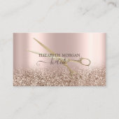 Elegant Gold Scissors Roos Gold Glitter Visitekaartje (Voorkant)
