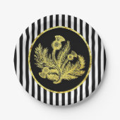 Elegant Gold Scottish Thistle and Stripe Papieren Bordje (Voorkant)