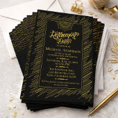 Elegant Gold Scribble Retirement Party Invitation Kaart
