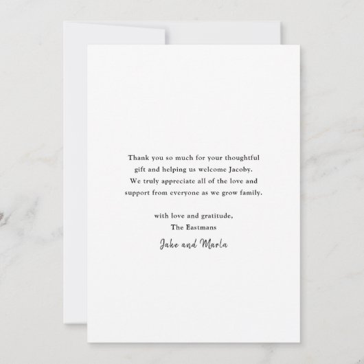 Elegant Gold Script 3 Foto Baby Bedankkaart (Achterkant)