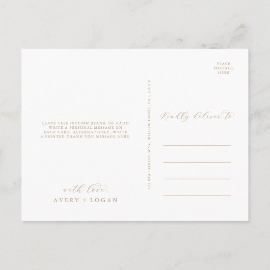 Elegant Gold Script 3 Fotosjabloon Dank je wel Briefkaart (Achterkant)