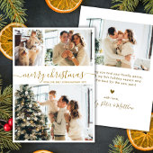Elegant Gold Script 3 Photo Collage Christmas Feestdagenkaart