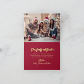Elegant Gold Script 3 Photo Collage Red Christmas Feestdagen Kaart (Binnen)