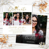 Elegant Gold Script 4 Foto Graduparty Kaart