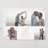 Elegant Gold Script 4 Fotocollage bewaart de datum Save The Date (Voorkant)