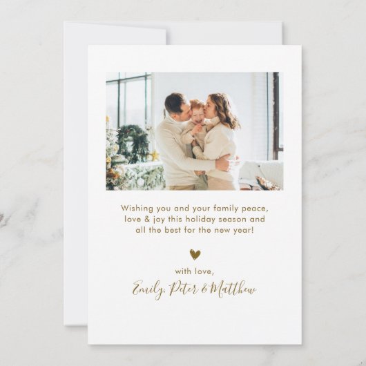 Elegant Gold Script 4 Photo Collage Christmas Feestdagenkaart (Achterkant)