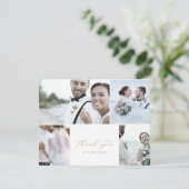 Elegant Gold Script 4 Photo Collage Wedding Bedankkaart (Staand voorkant)
