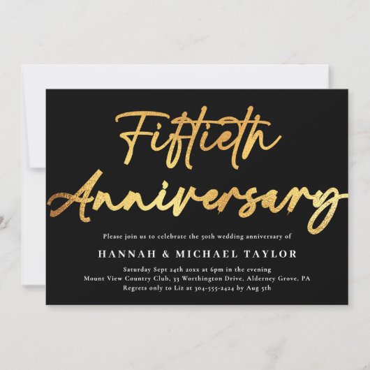 Elegant Gold Script 50th Wedding Jubileum Kaart (Voorkant)