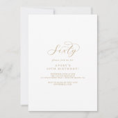 Elegant Gold Script 60th Birthday Party Invitation Kaart (Voorkant)