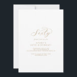 Elegant Gold Script 60th Birthday Party Invitation Kaart<br><div class="desc">Deze elegante gouden manuscript 60th de uitnodiging van de verjaardagspartij is perfect voor een eenvoudig verjaardagsfeest. Het minimalistische goud- en witte design is uitgerust met fancy romantische typografie met moderne glazen stijl. in elke kleur. Houd het ontwerp minimaal en vaag, zoals het is, of pas het aan door uw eigen...</div>