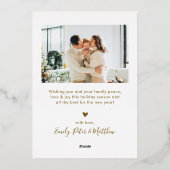 Elegant Gold Script 6 Photo Collage Christmas Real Folie Feestdagenkaart (Achterkant)