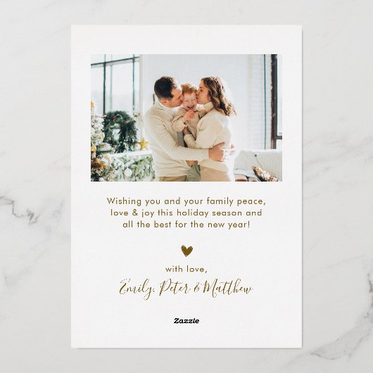 Elegant Gold Script 6 Photo Collage Christmas Real Folie Feestdagenkaart (Achterkant)