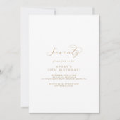 Elegant Gold Script 70th Birthday Party Invitation Kaart (Voorkant)