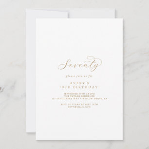 Elegant Gold Script 70th Birthday Party Invitation Kaart