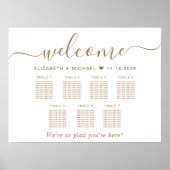 Elegant Gold Script 7 Tafel Trouwstoel Grafiek Poster (Voorkant)