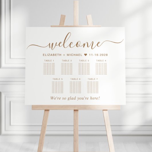 Elegant Gold Script 7 Tafel Trouwstoel Grafiek Poster