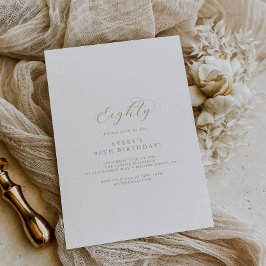 Elegant Gold Script 80th Birthday Party Invitation Kaart