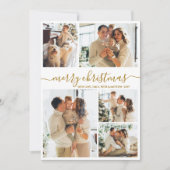 Elegant Gold Script 8 Photo Collage Christmas  Feestdagenkaart (Voorkant)