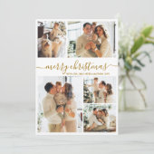Elegant Gold Script 8 Photo Collage Christmas  Feestdagenkaart (Staand voorkant)