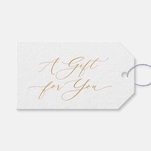 Elegant Gold Script “A Gift for You” Christmas Cadeaulabel (Voorkant (Horizontaal))