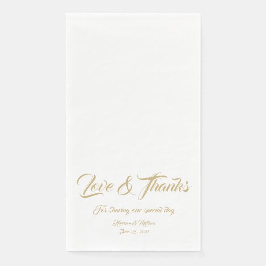 Elegant Gold script, aangepast Liefde & Bedankt br Servet (Voorkant)
