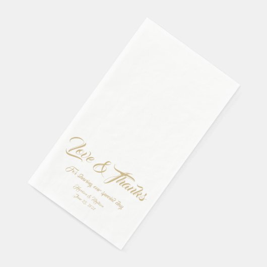 Elegant Gold script, aangepast Liefde & Bedankt br Servet (Hoek)