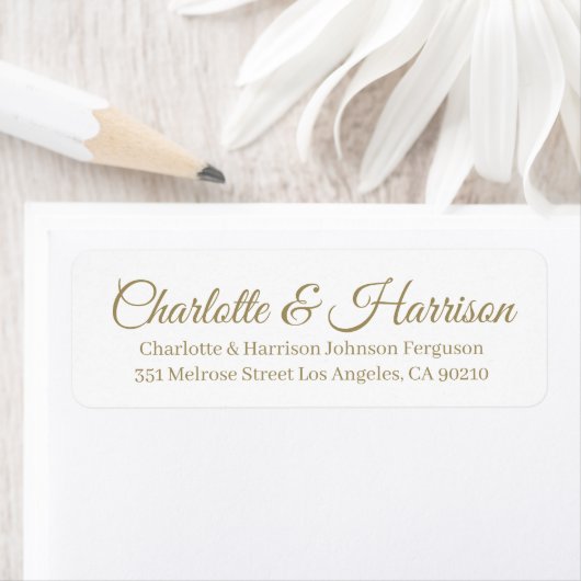 Elegant Gold script aangepaste namen chic Wedding Etiket (Insitu)