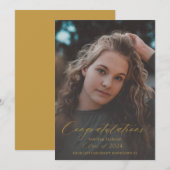 Elegant gold script afstuderen moderne foto aankondiging (Voorkant / Achterkant)