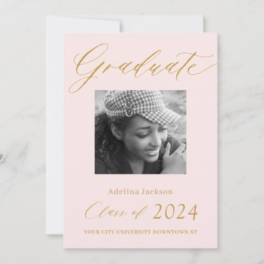 Elegant Gold script afstuderen moderne typografie Aankondiging (Voorkant)