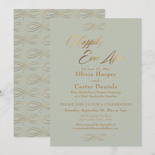 Elegant Gold Script altijd na, Sage Green Kaart (Voorkant / Achterkant)