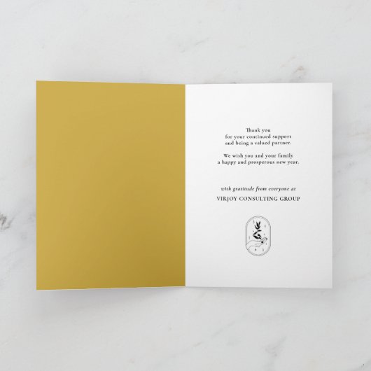 Elegant Gold Script Arctic Winter Business Feestdagen Kaart (Binnen)