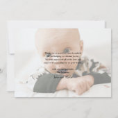 Elegant Gold Script Baby Foto Bedankkaart (Achterkant)