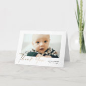 Elegant Gold Script Baby Foto Bedankkaart (Voorkant)