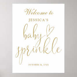 Elegant Gold Script Baby Sprinkle Welkomstbord Poster