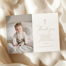 Elegant Gold Script Baptism Flat Thank You Card Bedankkaart
