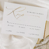 Elegant Gold Script Black and White Wedding RSVP Kaartje