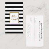 Elegant Gold Script Black en White Striped Aanbevelingskaartje (Voorkant / Achterkant)