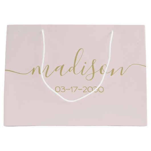 Elegant Gold Script Blush Pink Groot Cadeauzakje (Voorkant)