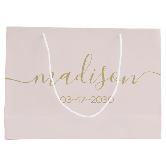 Elegant Gold Script Blush Pink Groot Cadeauzakje (Achterkant)