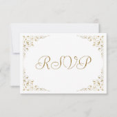 Elegant Gold Script Botanical Lijst Wedding RSVP Kaartje (Voorkant)