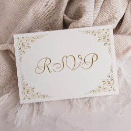 Elegant Gold Script Botanical Lijst Wedding RSVP Kaartje