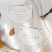 Elegant Gold Script Botanical Lijst Wedding RSVP Kaartje