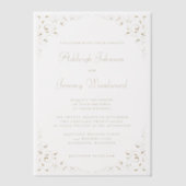 Elegant Gold Script Botanical Lijst Wedding Vellum Uitnodigingen (Voorkant)