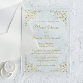 Elegant  Gold Script Botanisch Lijst Acryl Uitnodigingen