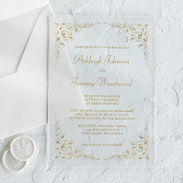 Elegant  Gold Script Botanisch Lijst Acryl Uitnodigingen