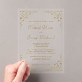 Elegant  Gold Script Botanisch Lijst Acryl Uitnodigingen (Insitu (Draagbaar))