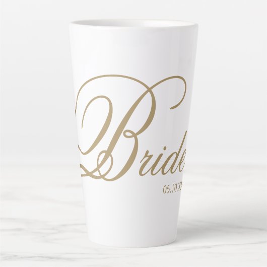 Elegant Gold Script Bride Latte Mok (Voorkant)