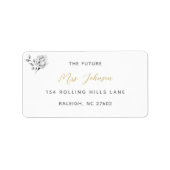Elegant Gold Script Bride Return Address Label (Voorkant)