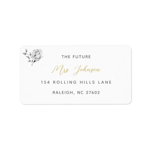 Elegant Gold Script Bride Return Address Label (Voorkant)