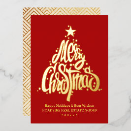 Elegant Gold Script Business Kerstmis Folie Feestdagenkaart